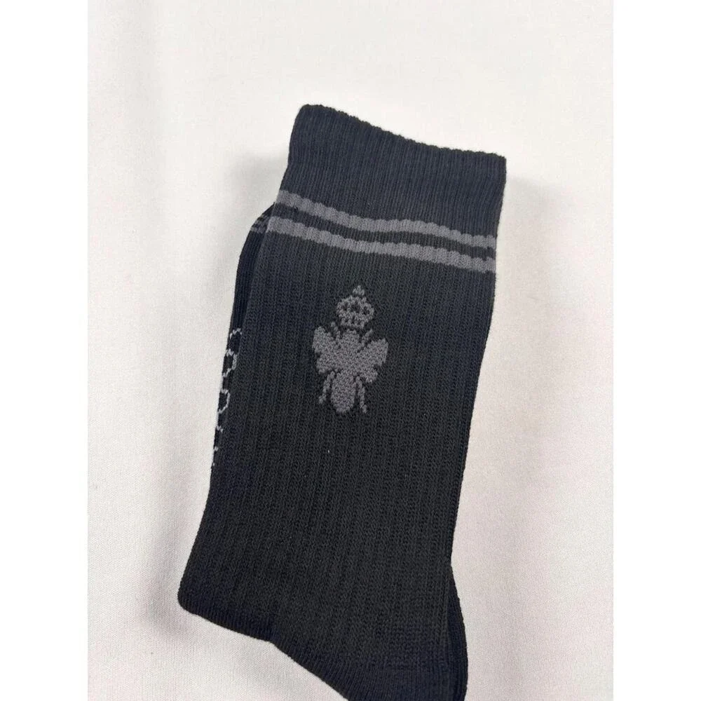 Bombas Manchester CityCrew Socks Black Grey Bee Crest Honeycomb Arch Support 3PK